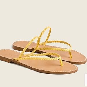 J. Crew Capri Braided Strap Flip Flops In Leather